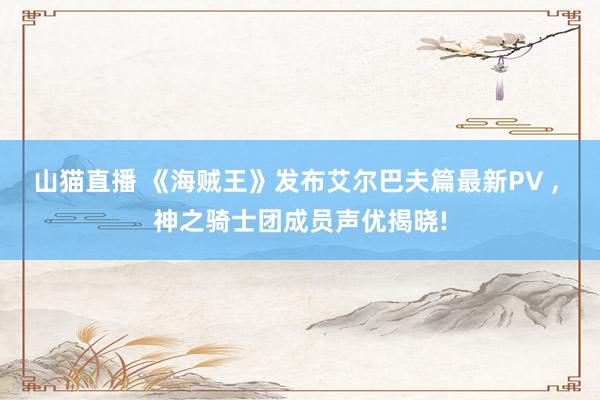 山猫直播 《海贼王》发布艾尔巴夫篇最新PV , 神之骑士团成员声优揭晓!