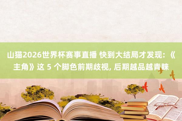 山猫2026世界杯赛事直播 快到大结局才发现: 《主角》这 5 个脚色前期歧视, 后期越品越青睐