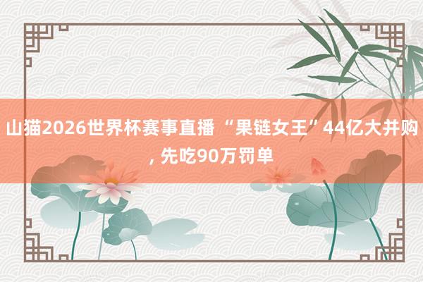 山猫2026世界杯赛事直播 “果链女王”44亿大并购, 先吃90万罚单