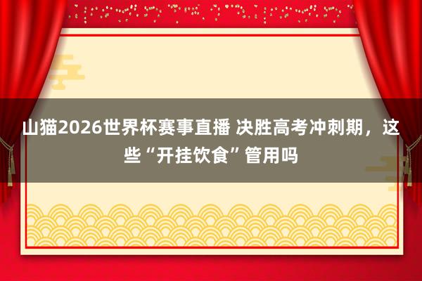 山猫2026世界杯赛事直播 决胜高考冲刺期，这些“开挂饮食”管用吗