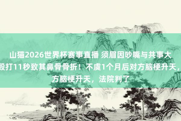 山猫2026世界杯赛事直播 须眉因吵嘴与共事大打脱手，殴打11秒致其鼻骨骨折！不虞1个月后对方脑梗升天，法院判了