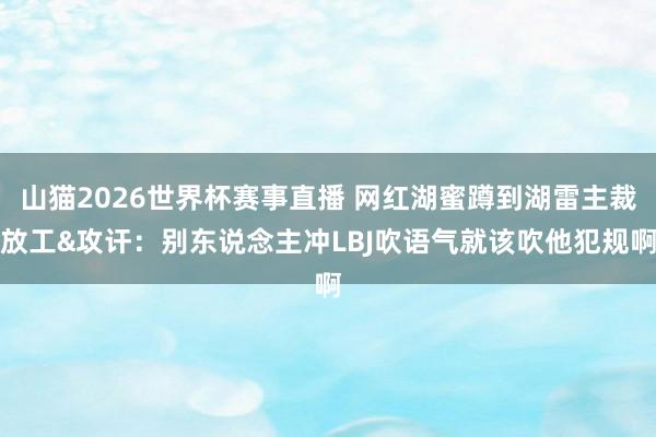 山猫2026世界杯赛事直播 网红湖蜜蹲到湖雷主裁放工&攻讦：别东说念主冲LBJ吹语气就该吹他犯规啊
