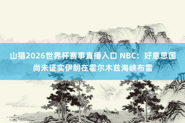 山猫2026世界杯赛事直播入口 NBC：好意思国尚未证实伊朗在霍尔木兹海峡布雷