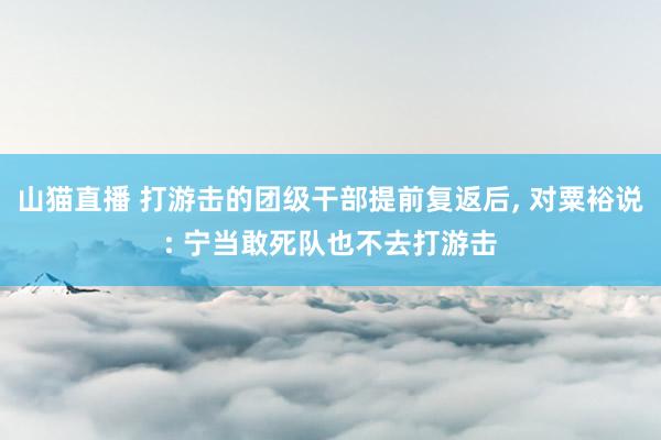 山猫直播 打游击的团级干部提前复返后， 对粟裕说: 宁当敢死队也不去打游击