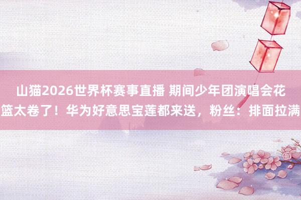 山猫2026世界杯赛事直播 期间少年团演唱会花篮太卷了！华为好意思宝莲都来送，粉丝：排面拉满