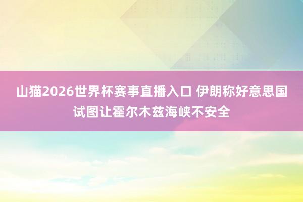 山猫2026世界杯赛事直播入口 伊朗称好意思国试图让霍尔木兹海峡不安全