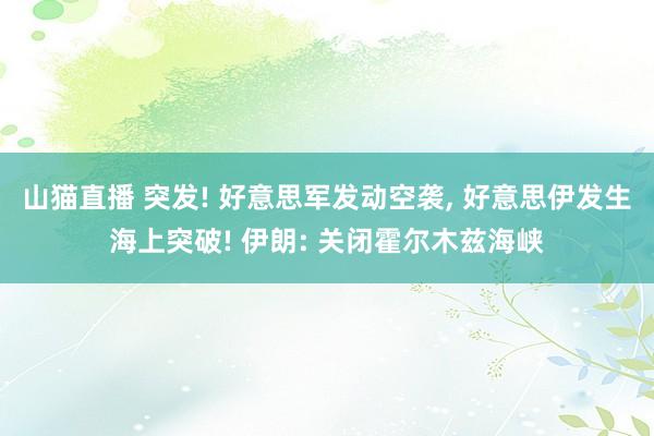 山猫直播 突发! 好意思军发动空袭， 好意思伊发生海上突破! 伊朗: 关闭霍尔木兹海峡