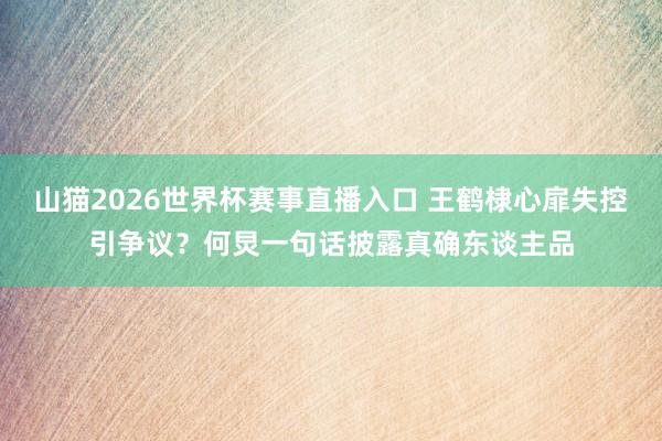 山猫2026世界杯赛事直播入口 王鹤棣心扉失控引争议？何炅一句话披露真确东谈主品