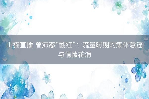 山猫直播 曾沛慈“翻红”:流量时期的集体意淫与情愫花消