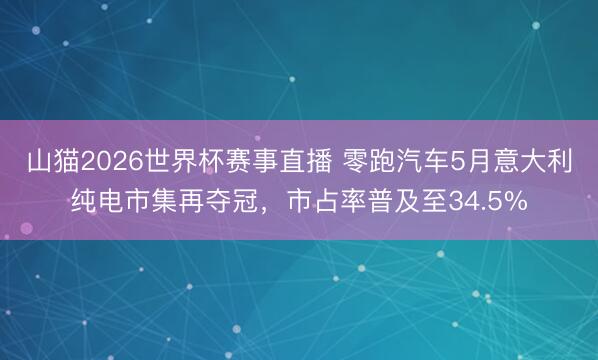 山猫2026世界杯赛事直播 零跑汽车5月意大利纯电市集再夺冠，市占率普及至34.5%