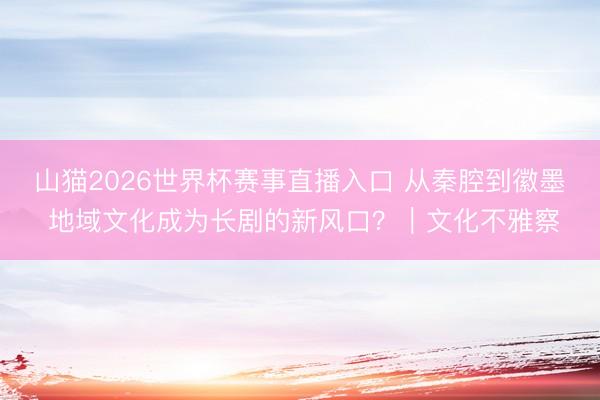山猫2026世界杯赛事直播入口 从秦腔到徽墨 地域文化成为长剧的新风口?|文化不雅察