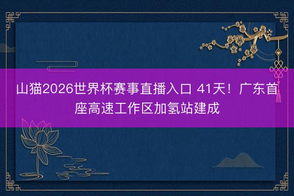 山猫2026世界杯赛事直播入口 41天！广东首座高速工作区加氢站建成