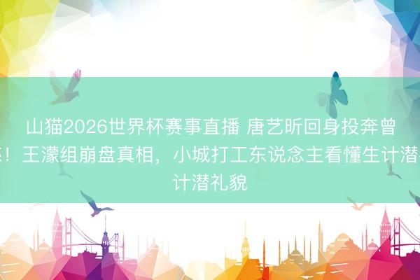 山猫2026世界杯赛事直播 唐艺昕回身投奔曾沛慈!王濛组崩盘真相,小城打工东说念主看懂生计潜礼貌