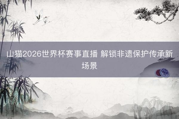 山猫2026世界杯赛事直播 解锁非遗保护传承新场景