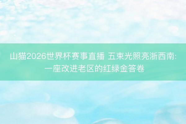 山猫2026世界杯赛事直播 五束光照亮浙西南: 一座改进老区的红绿金答卷