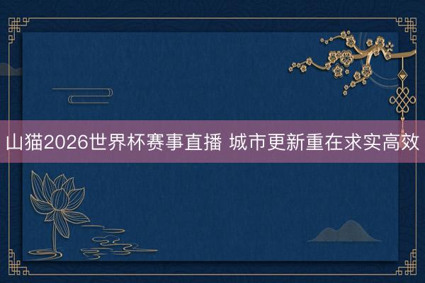 山猫2026世界杯赛事直播 城市更新重在求实高效